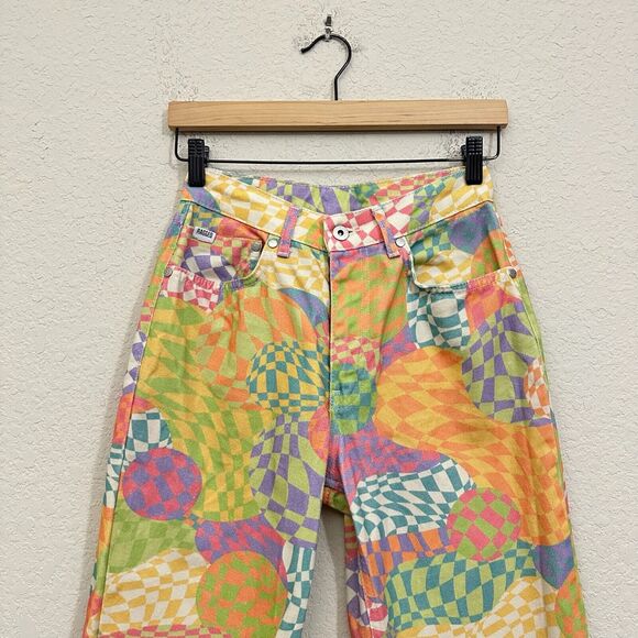 THE RAGGED PRIEST Sensory Dad Jeans Colorful Checkered Hippie Retro - Picture 5 of 16